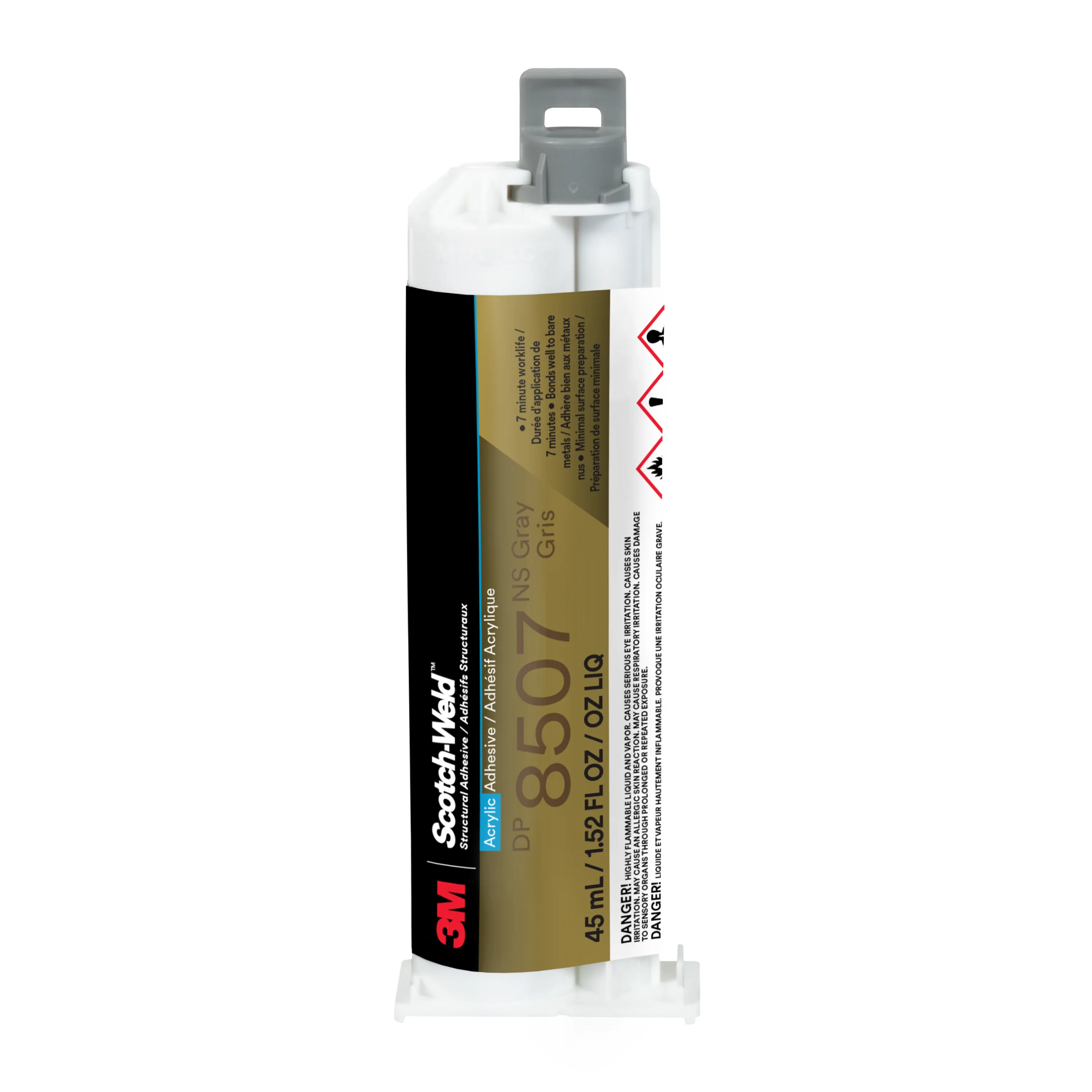 3M™ 스카치-웰드™ 금속 접착용 아크릴 접착제 DP8507NS, 회색, 45 mL 듀오팩