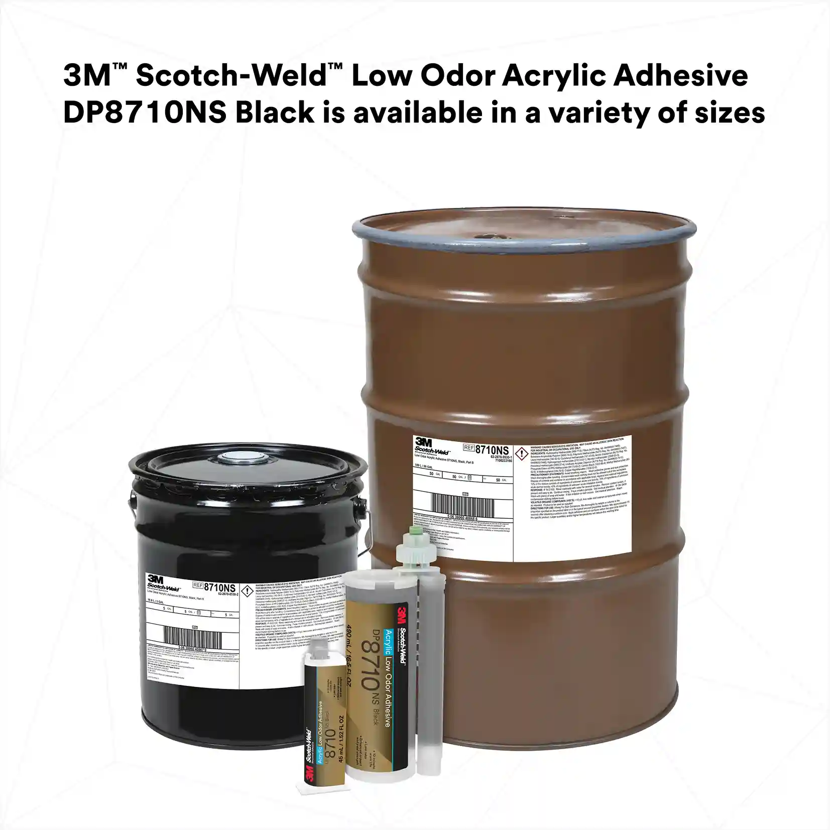 3M™ 스카치-웰드™ Low VOC 비인화성 아크릴 접착제 DP8710NS, 검정, 45 mL 듀오팩 thumbnail 2