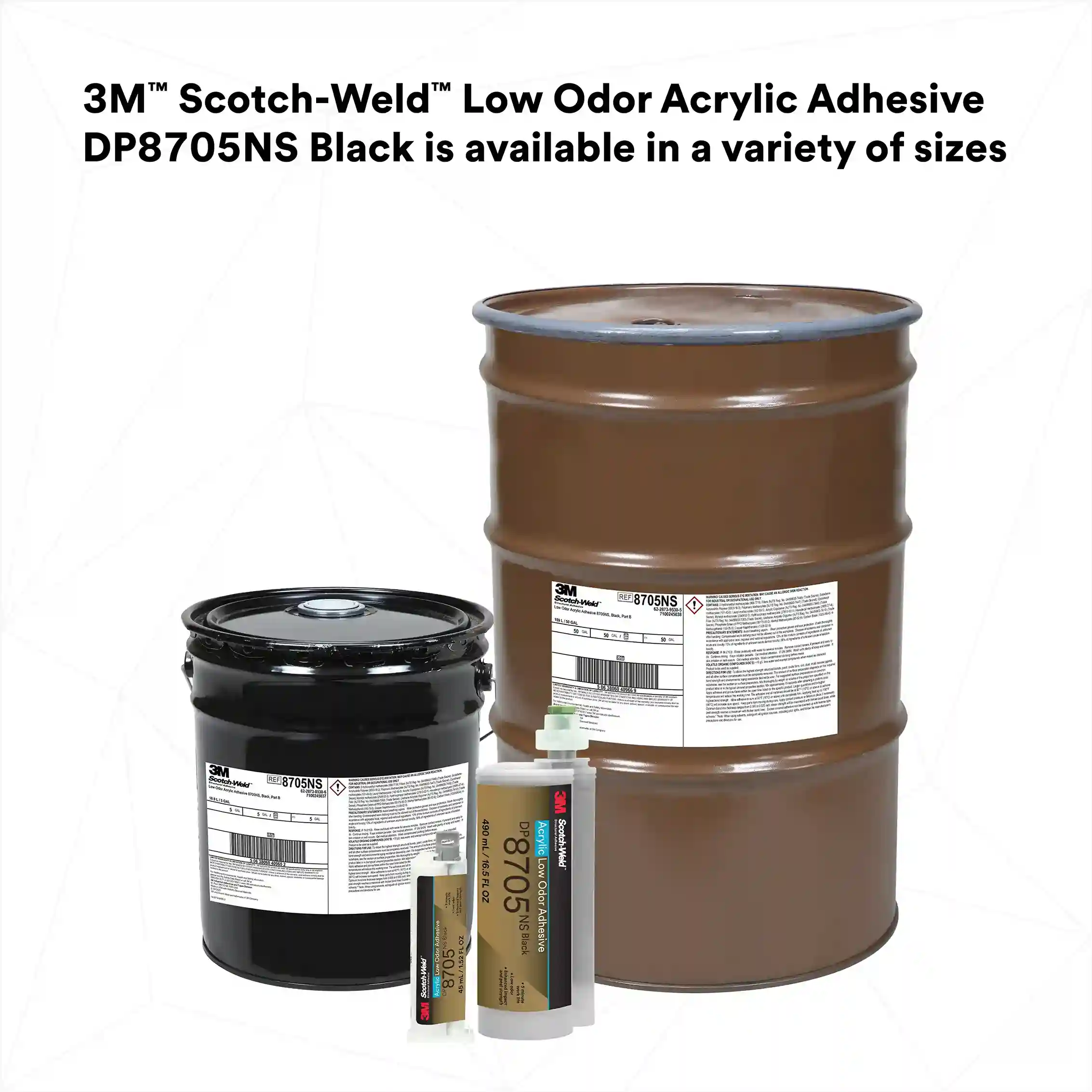 3M™ 스카치-웰드™ Low VOC 비인화성 아크릴 접착제 DP8705NS, 검정, 45 mL 듀오팩 thumbnail 2
