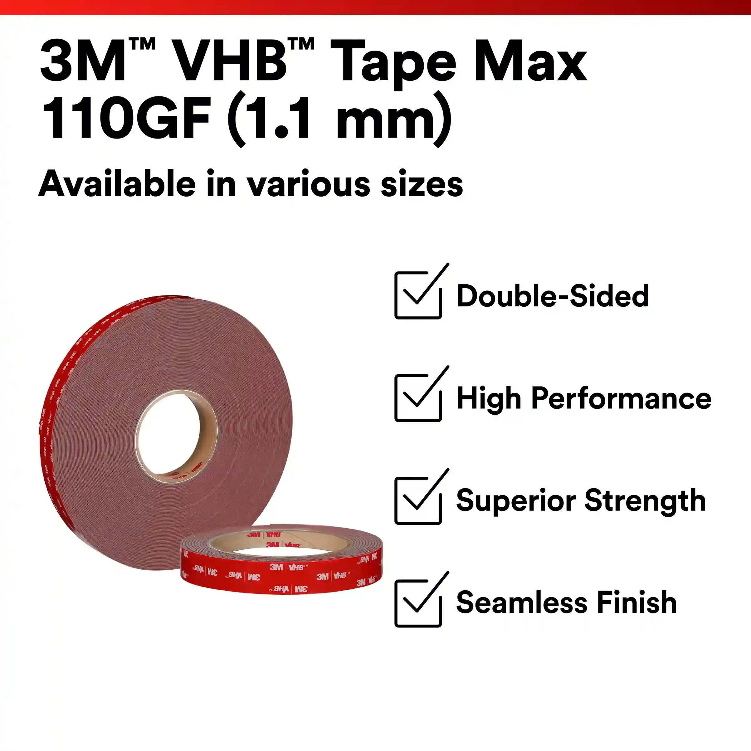 3M™ VHB™ 테이프 맥스-110GF, 회색, 1150 mm x 33 m, 필름 라이너 thumbnail 2