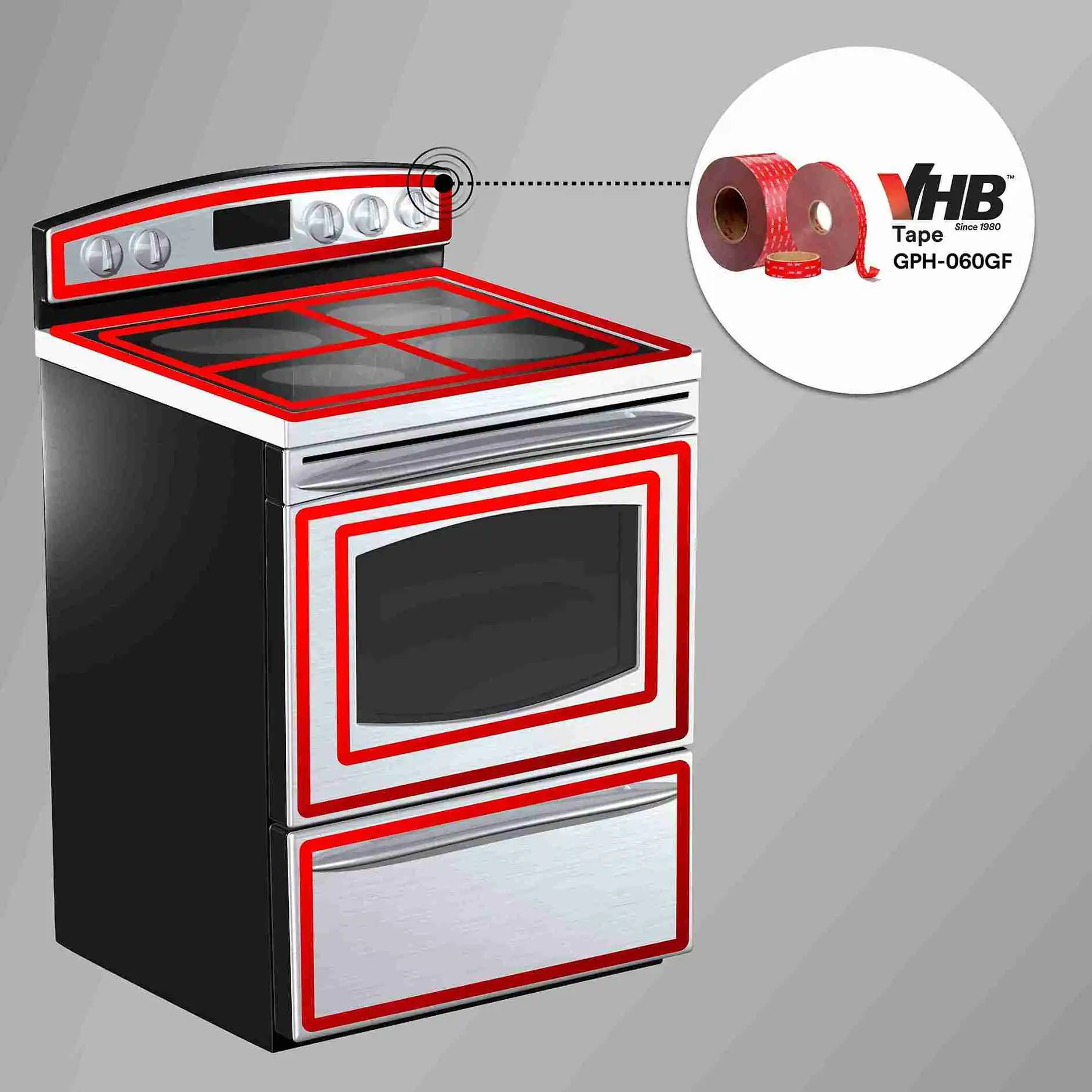3M™ VHB™ 고내열 아크릴 폼 테이프 GPH-060GF, 회색, 1150 mm x 33 m thumbnail 4