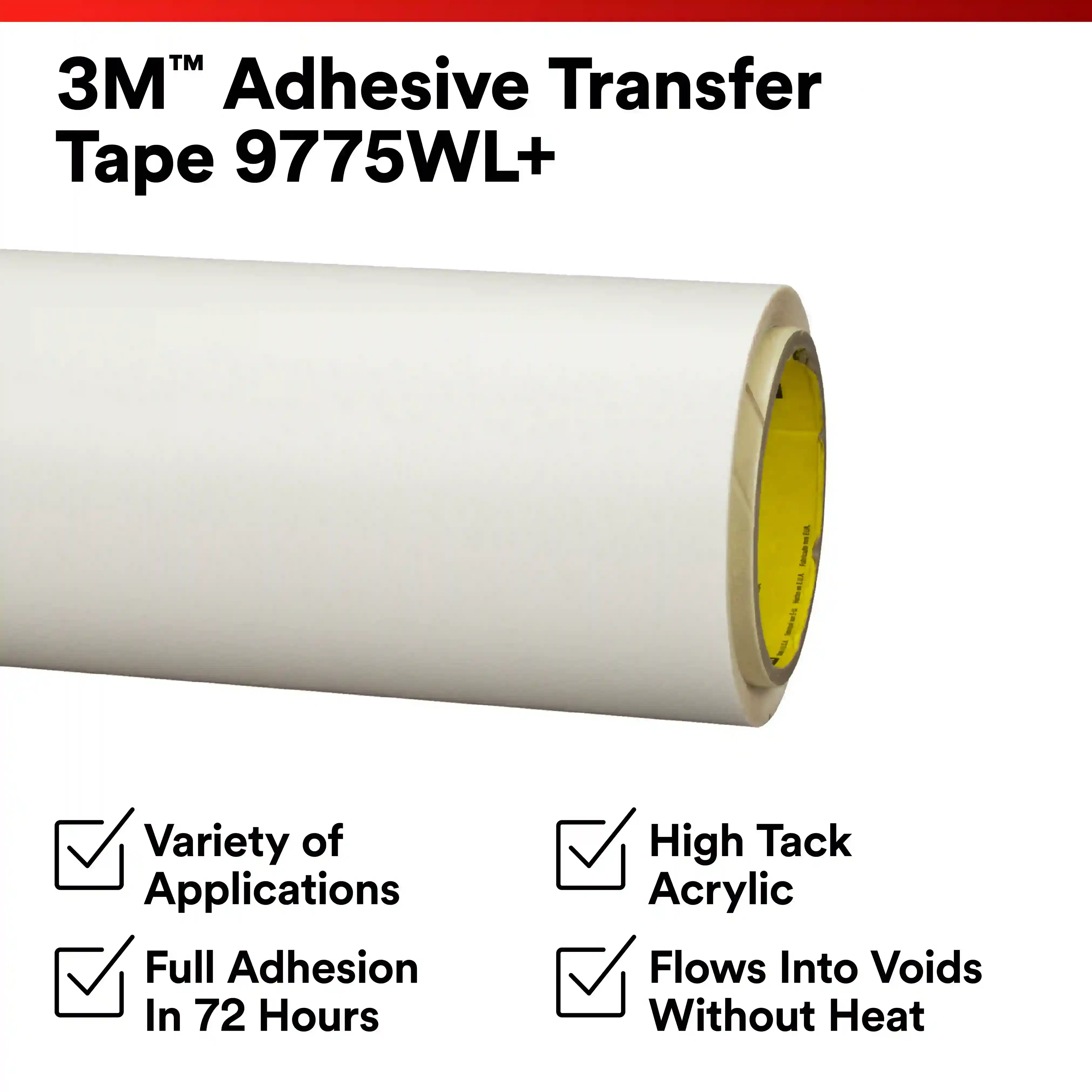 3M™ 양면 전사 테이프 9775WL+, 투명, 1371.6 mm x 54.9 m thumbnail 3