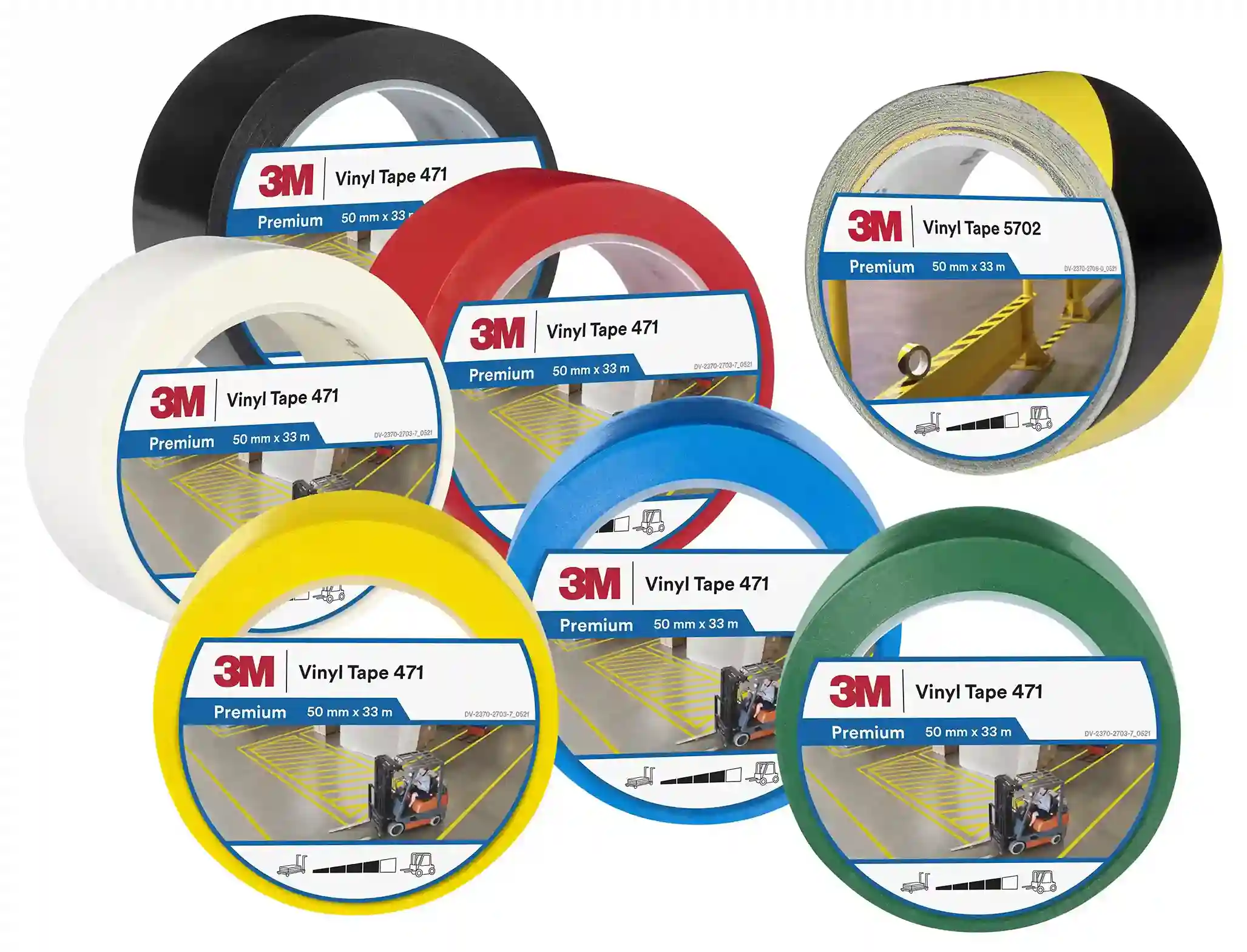 3M™ 안전 줄무늬 비닐 테이프 5702, 검정/노랑, 50.8 mm x 32.91 m thumbnail 8