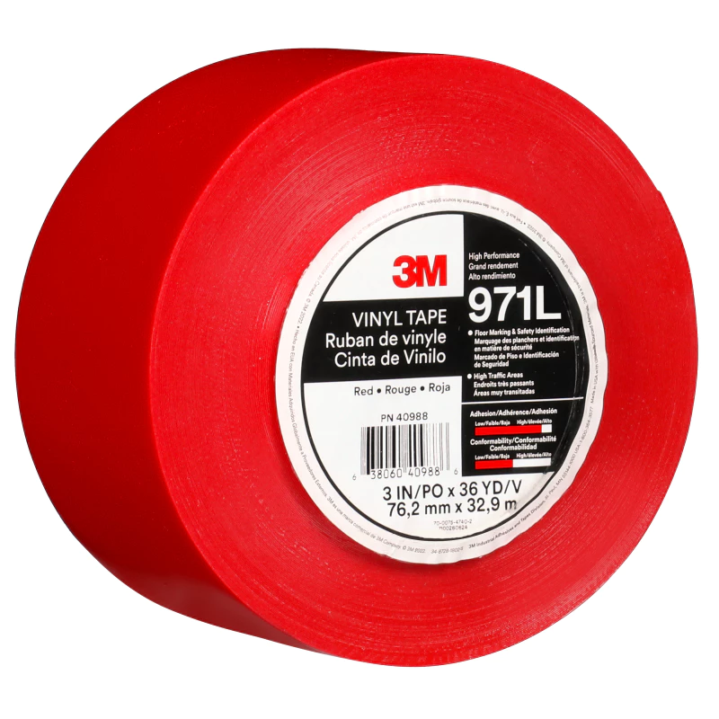 3M™ 울트라 듀러블 바닥 라인 테이프 971L, 빨강, 76.2 mm x 32.92 m
