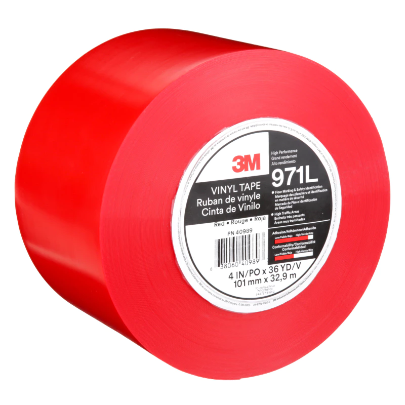3M™ 울트라 듀러블 바닥 라인 테이프 971L, 빨강, 101.6 mm x 32.92 m