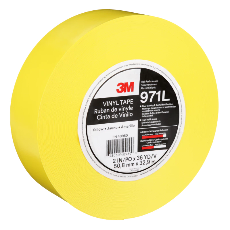 3M™ 울트라 듀러블 바닥 라인 테이프 971L, 노랑, 50.8 mm x 32.92 m