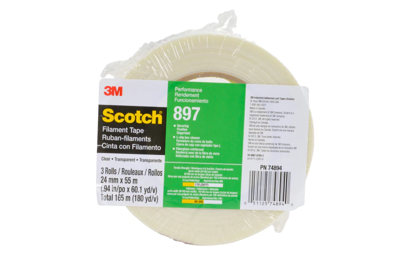 Scotch® 필라멘트 테이프 897, 투명, 75 mm x 100 m